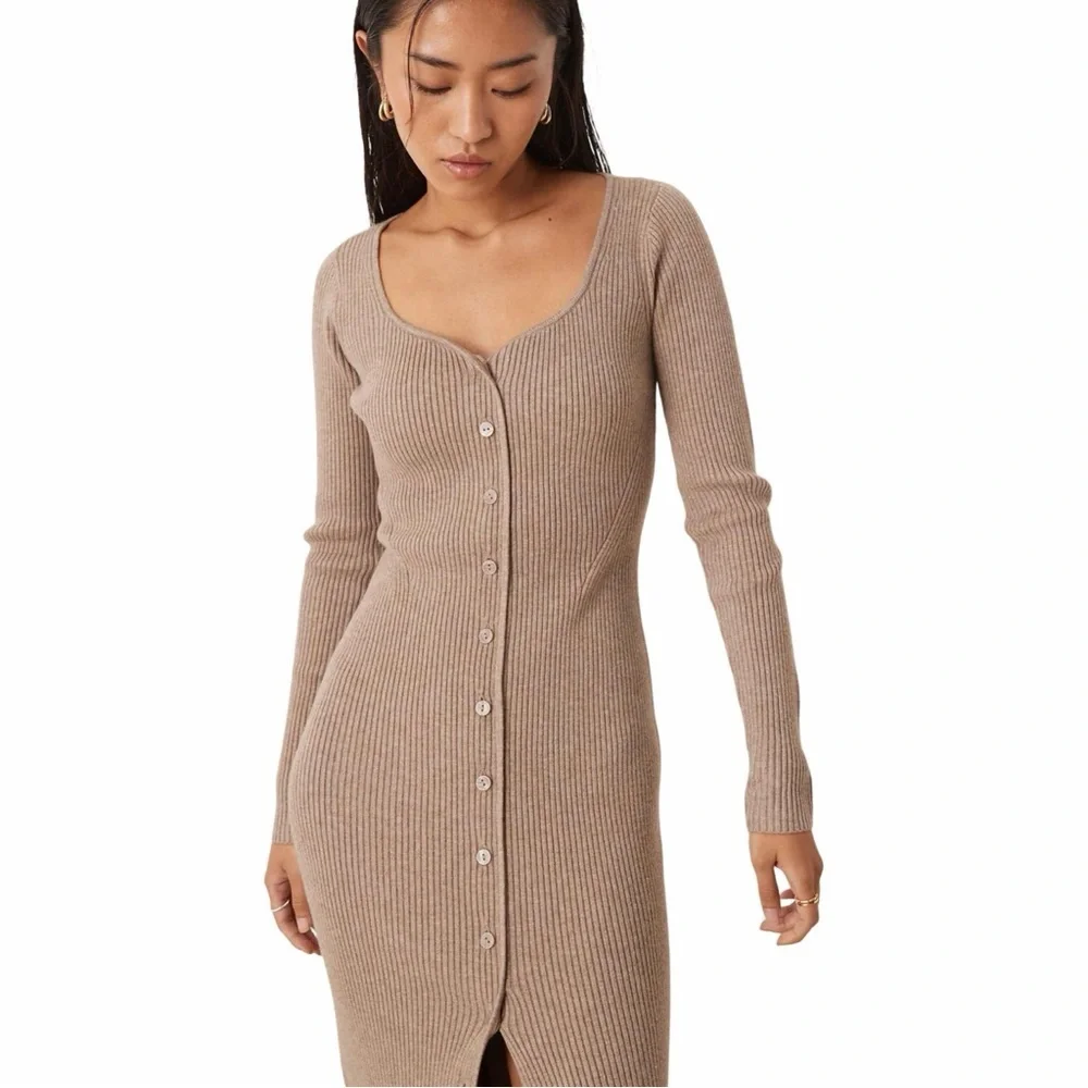 ABERCROMBIE Ribbed Long Sleeve Button Down Shirt Dress Sz M